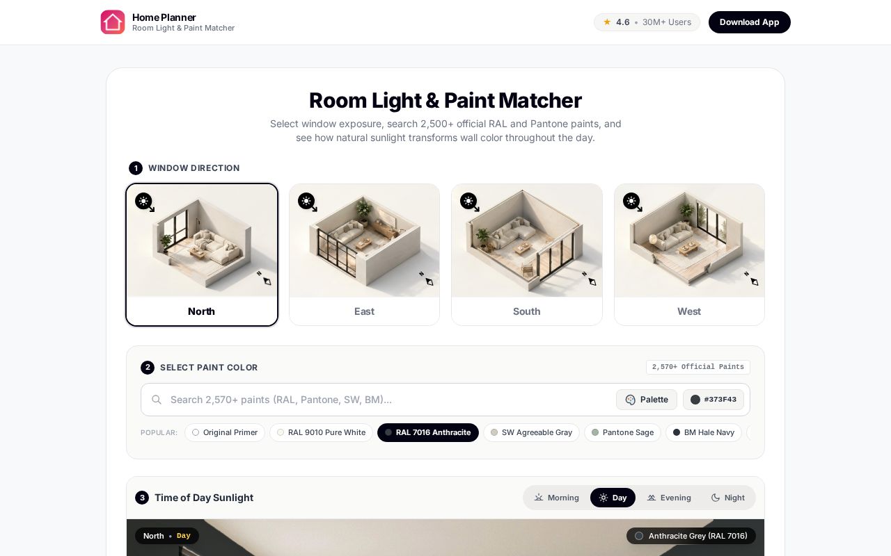 Preview of Room Light & Paint Matcher — Photorealistic Sunlight & Wall Color Simulator