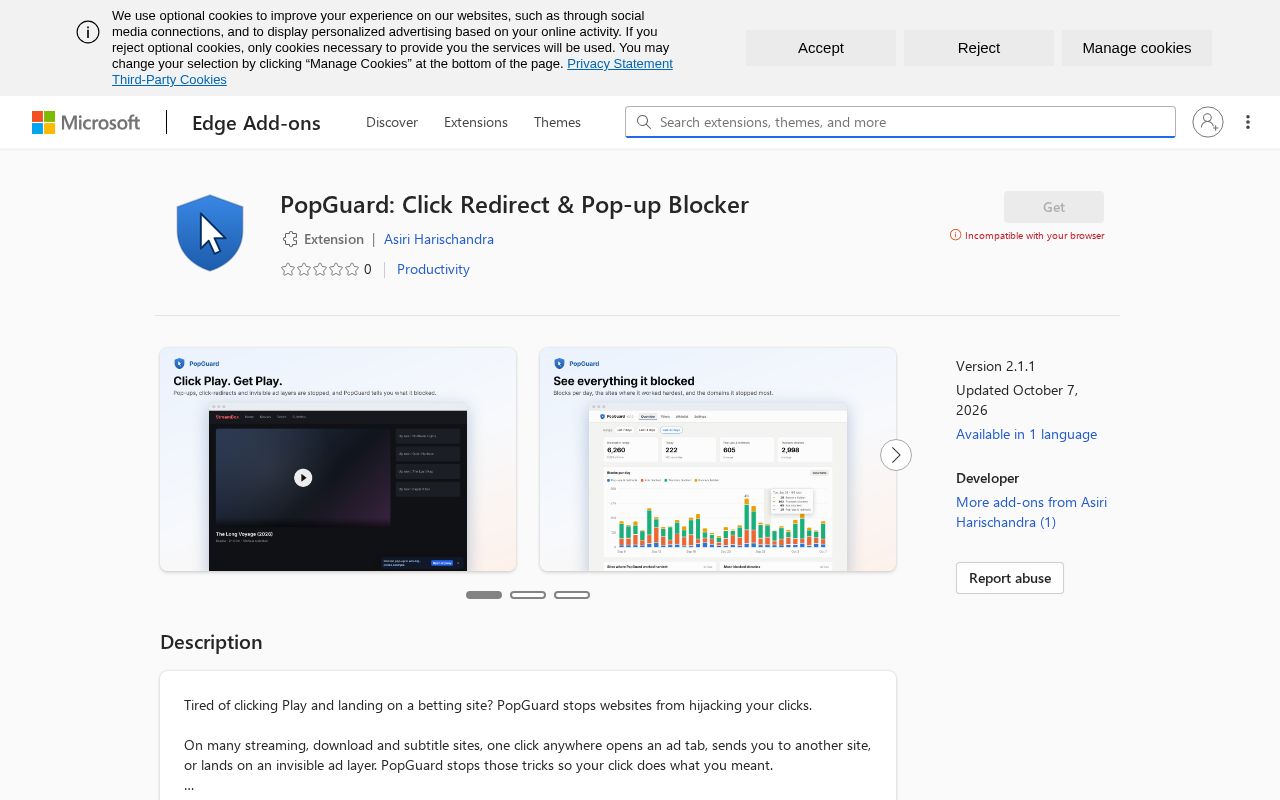 Preview of PopGuard: Click Redirect & Pop-up Blocker