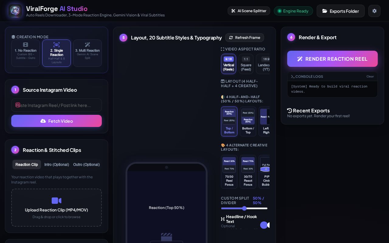 Preview of ViralForge AI Studio