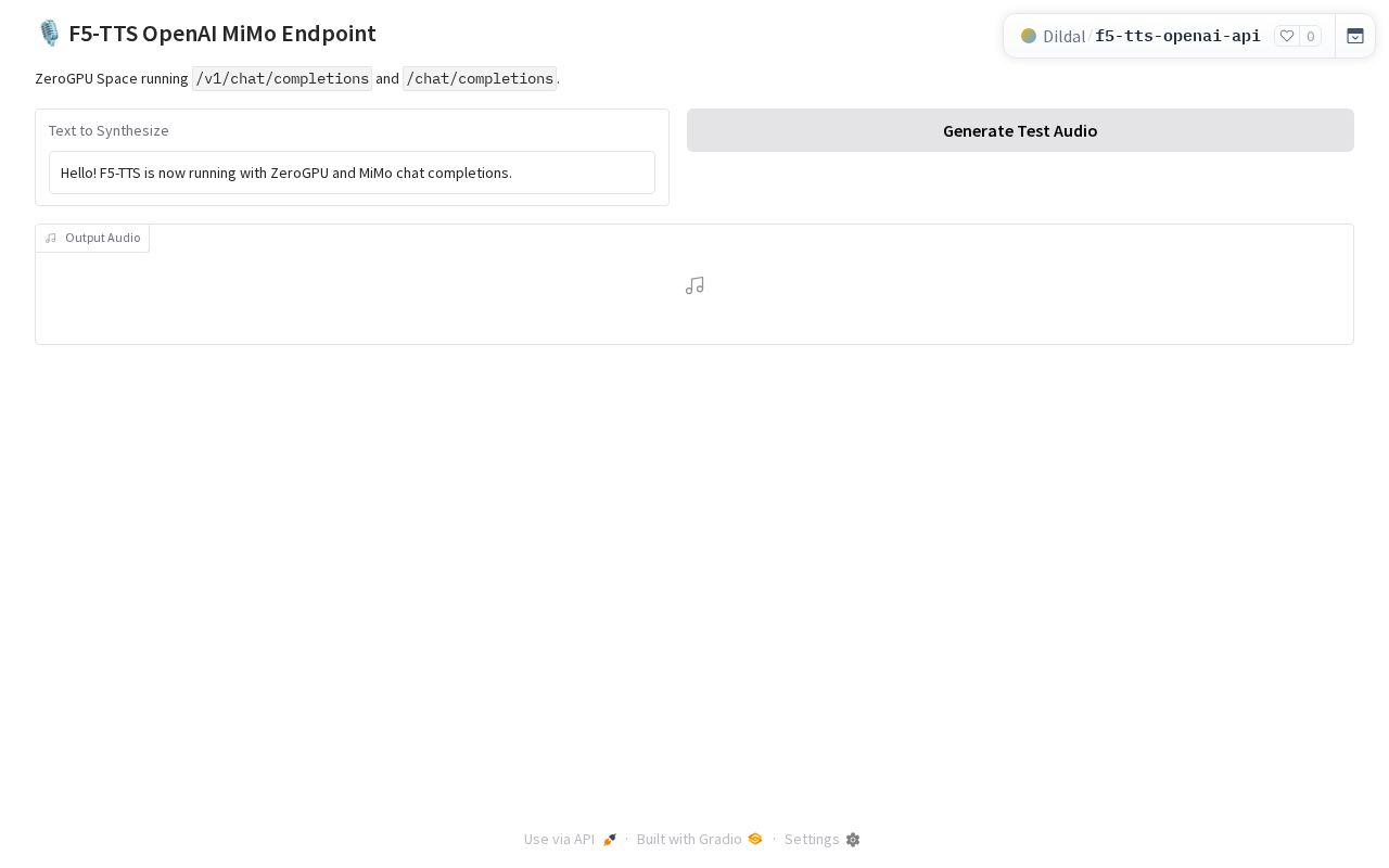 Preview of F5 Tts Openai Api
