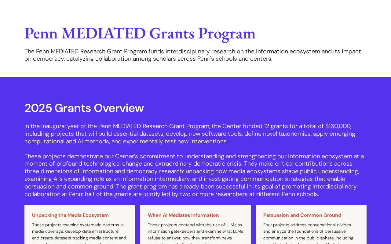 Preview of Penn MEDIATED Research Grants