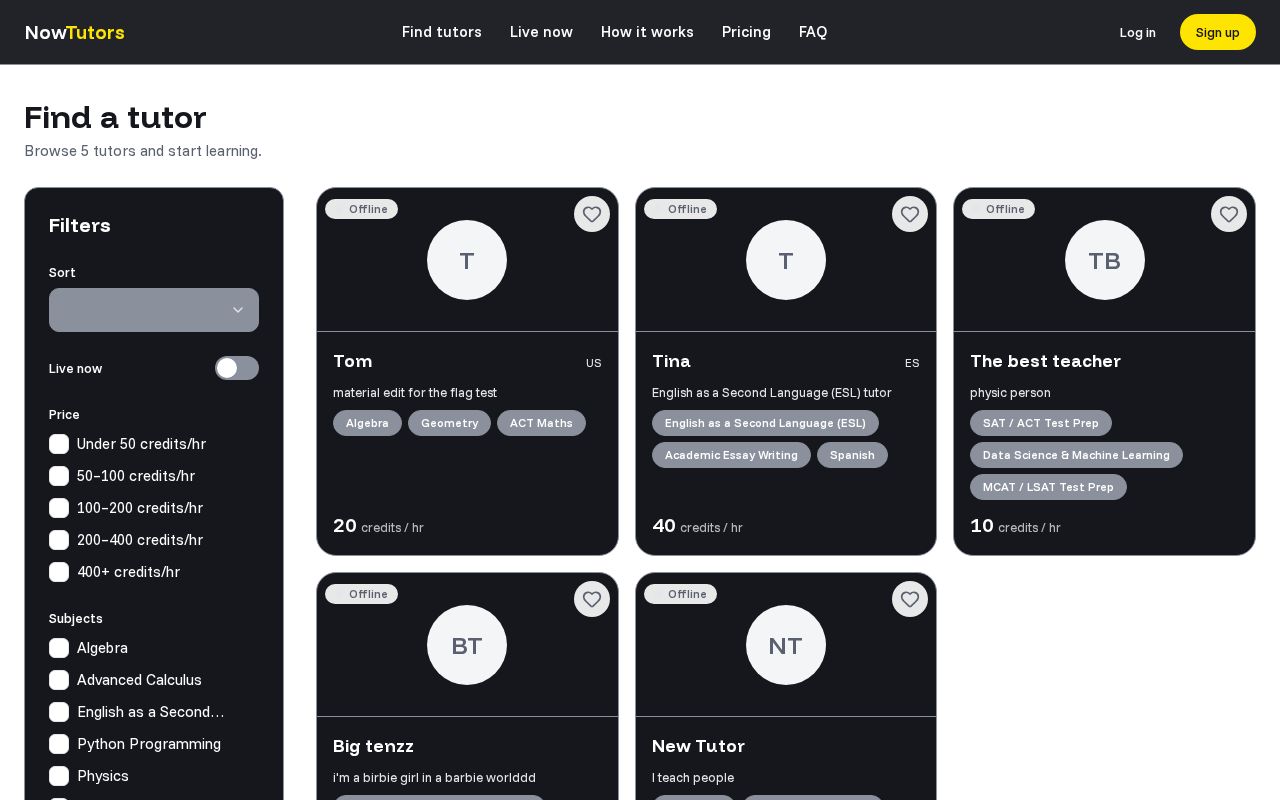 Preview of For now tutors