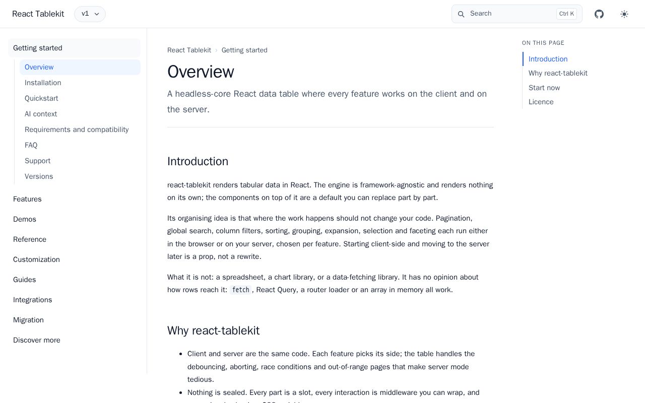 Preview of React Tablekit
