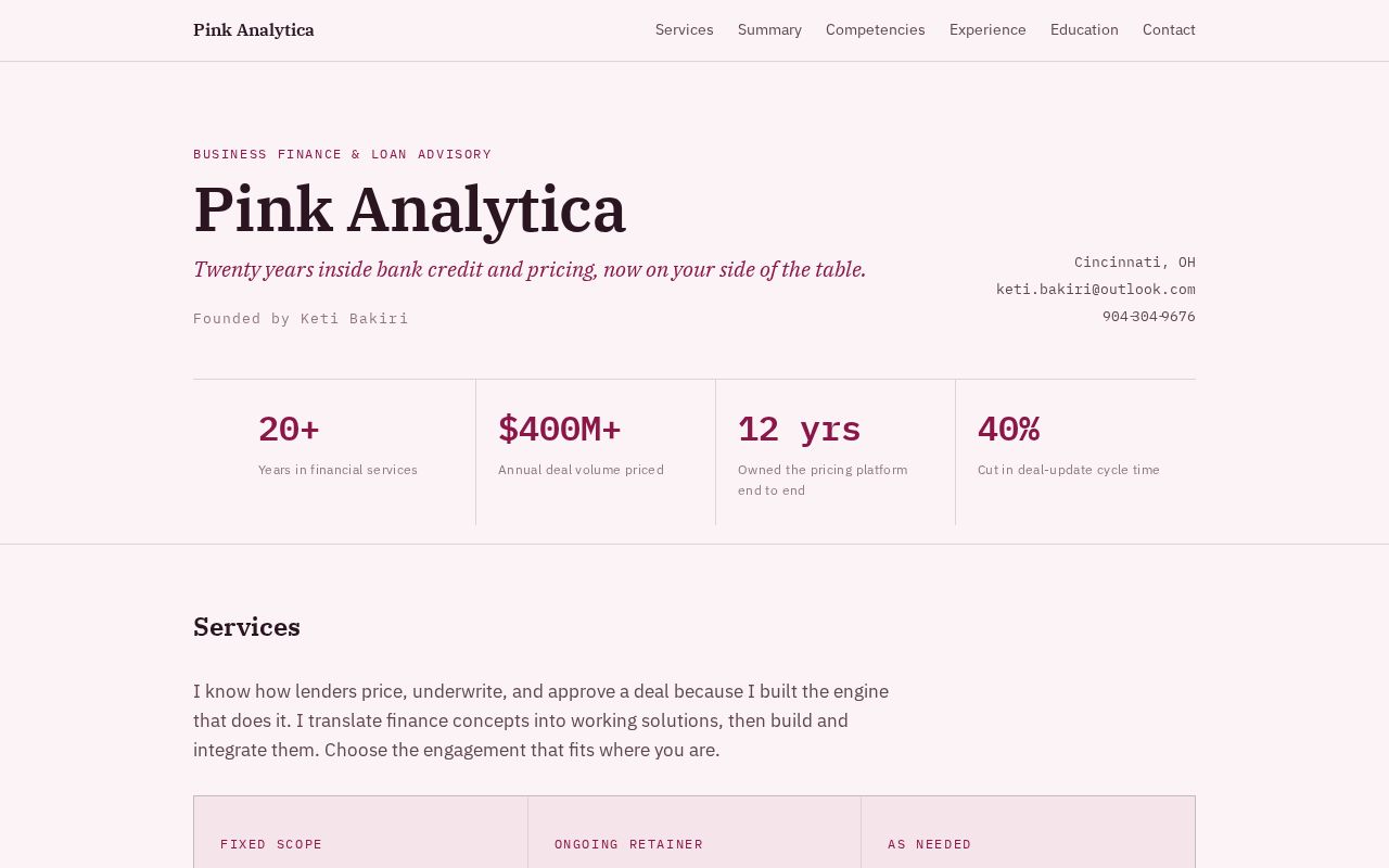 Preview of Pink Analytica Website
