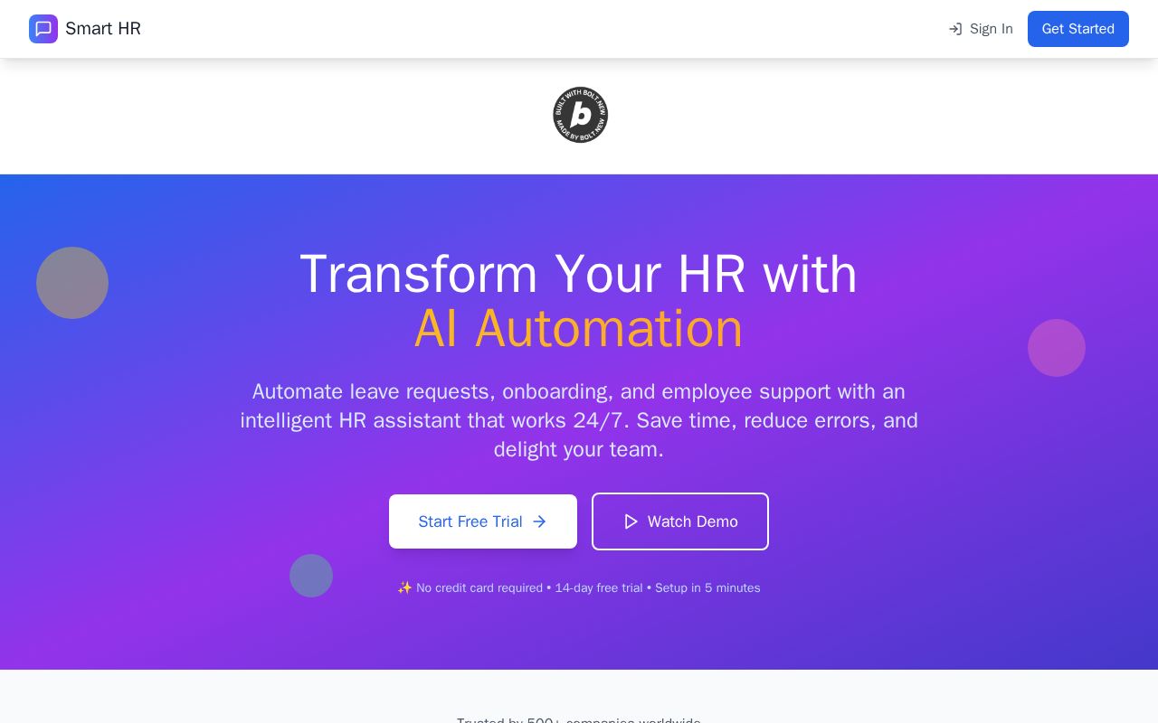Preview of Smart HR Agent Workflow
