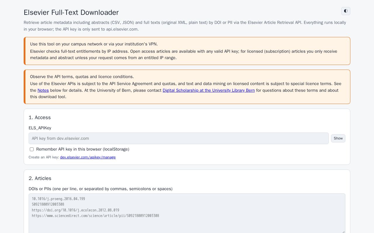 Preview of Elsevier Tool