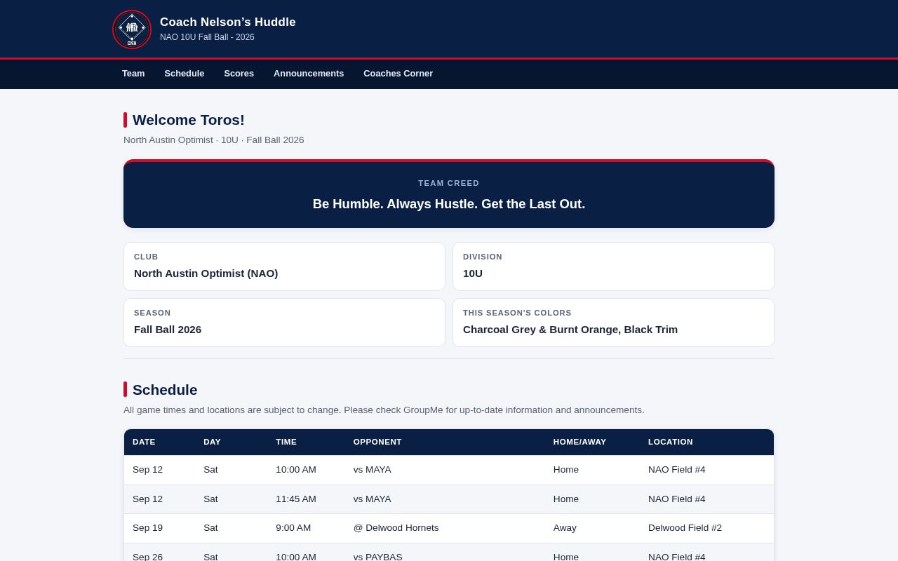 Preview of Coach Nelson Huddle