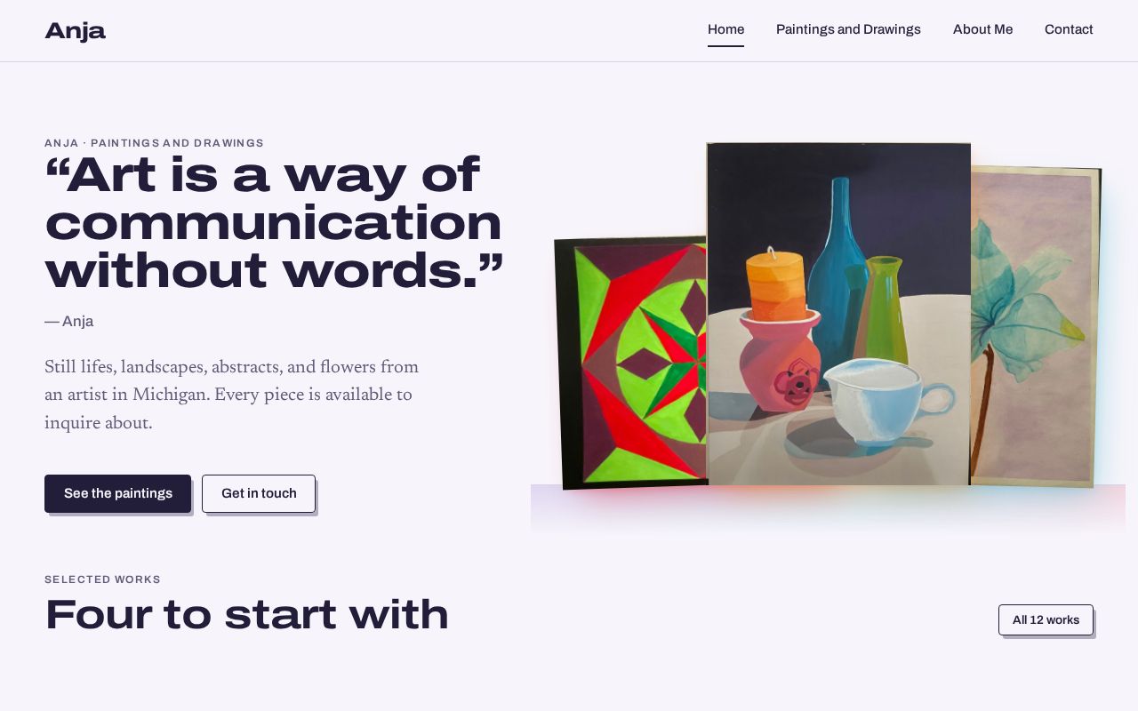 Preview of Anja Artistic Website