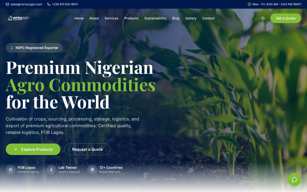 Preview of Vertoc Agro Website