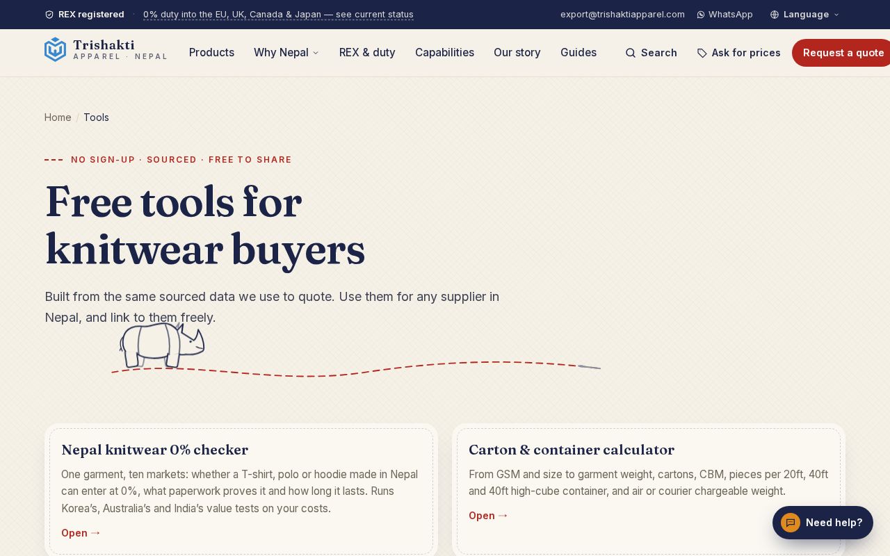 Preview of Nepal Knitwear Sourcing Tools