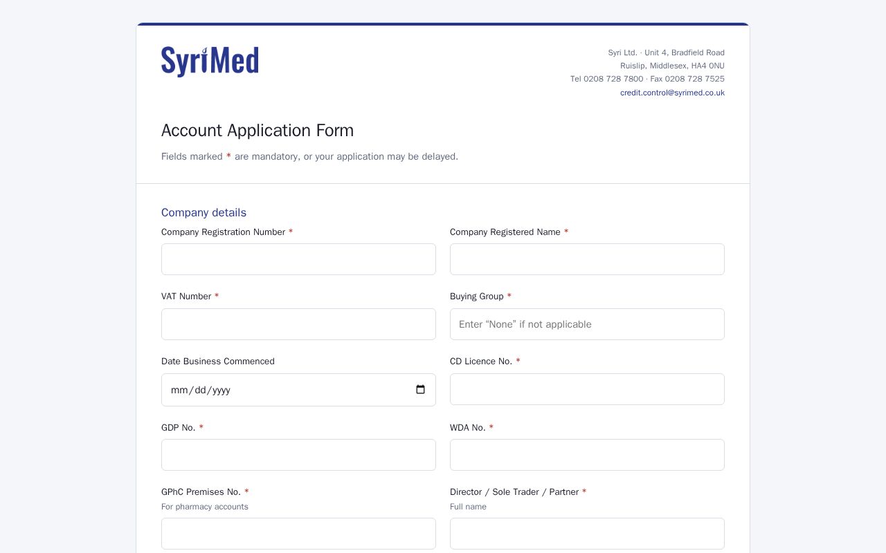 Preview of Syri Account Application Preview