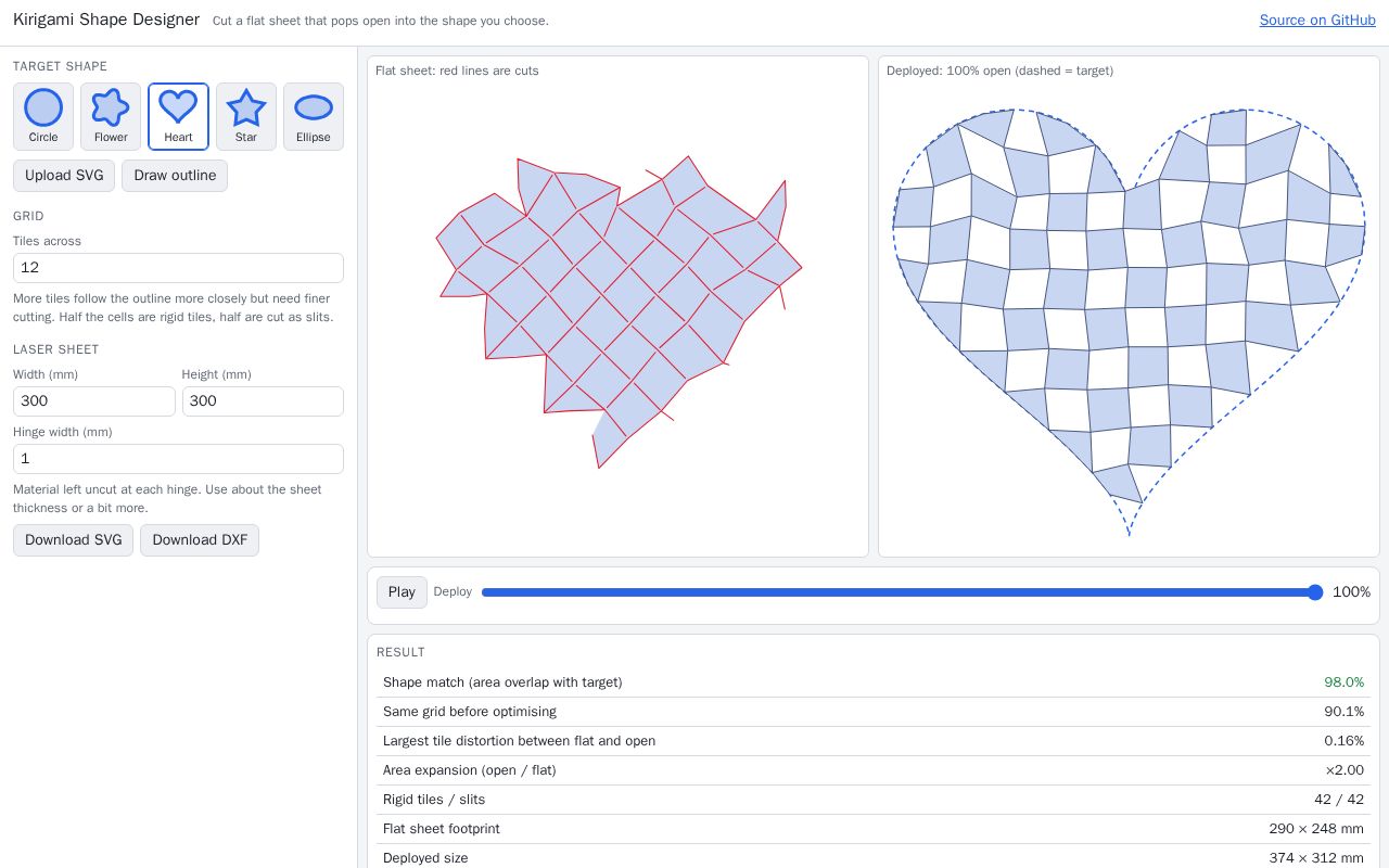 Preview of Kirigami Shape Designer
