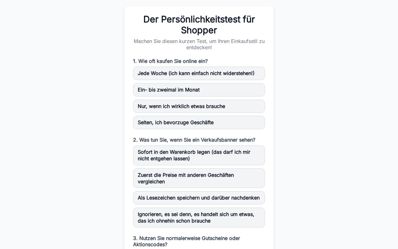 Preview of Der Personlichkeitstest Fur Shopper