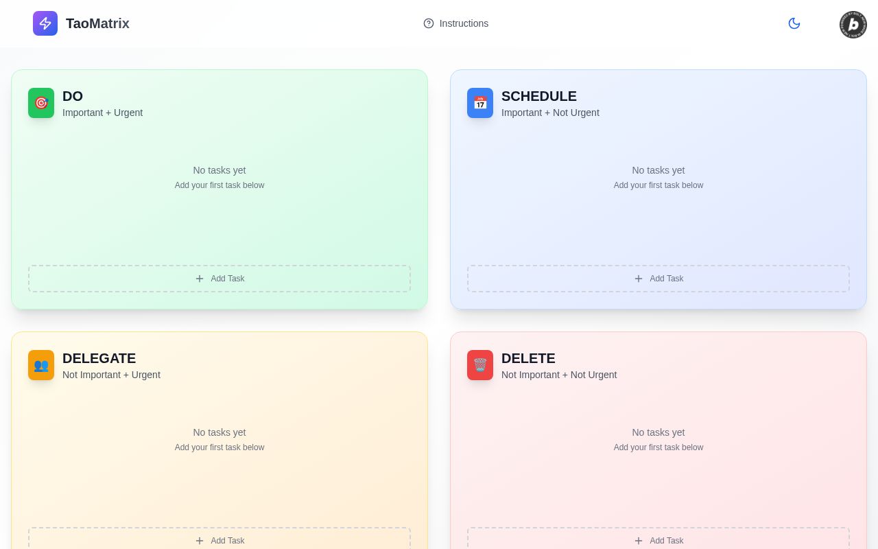 Preview of TaoMatrix – Eisenhower Matrix Productivity App