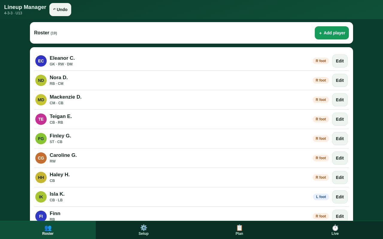 Preview of Sideline soccer lineup & rotation manager (offline iPad web app)