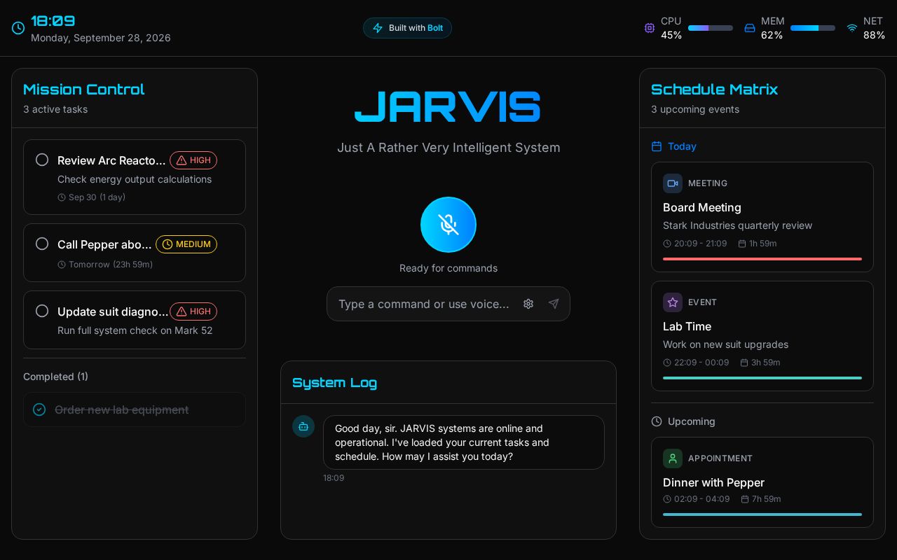 Preview of Jarvis – Iron-Man-Inspired AI Personal Assistant