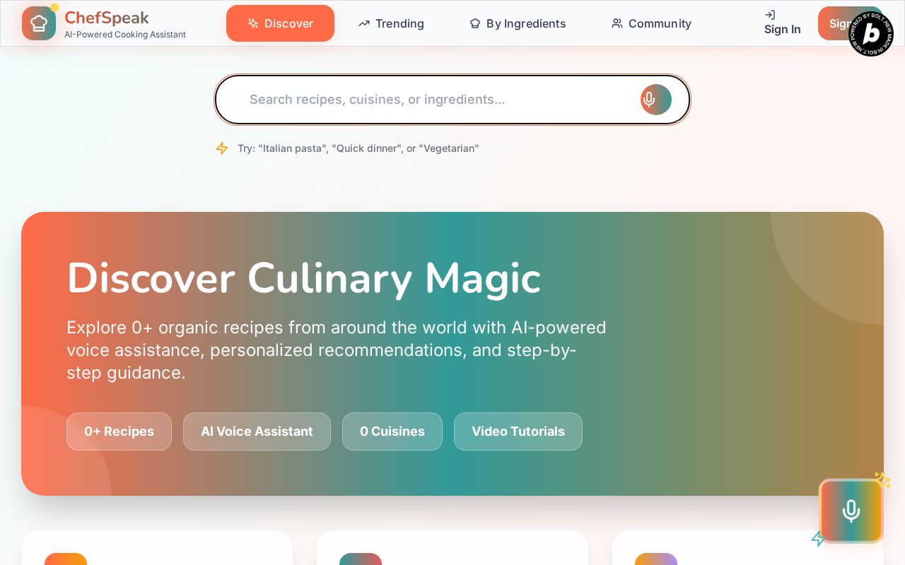 Preview of Chef-Speaks - Your AI-Powered Voice Cooking Companion
