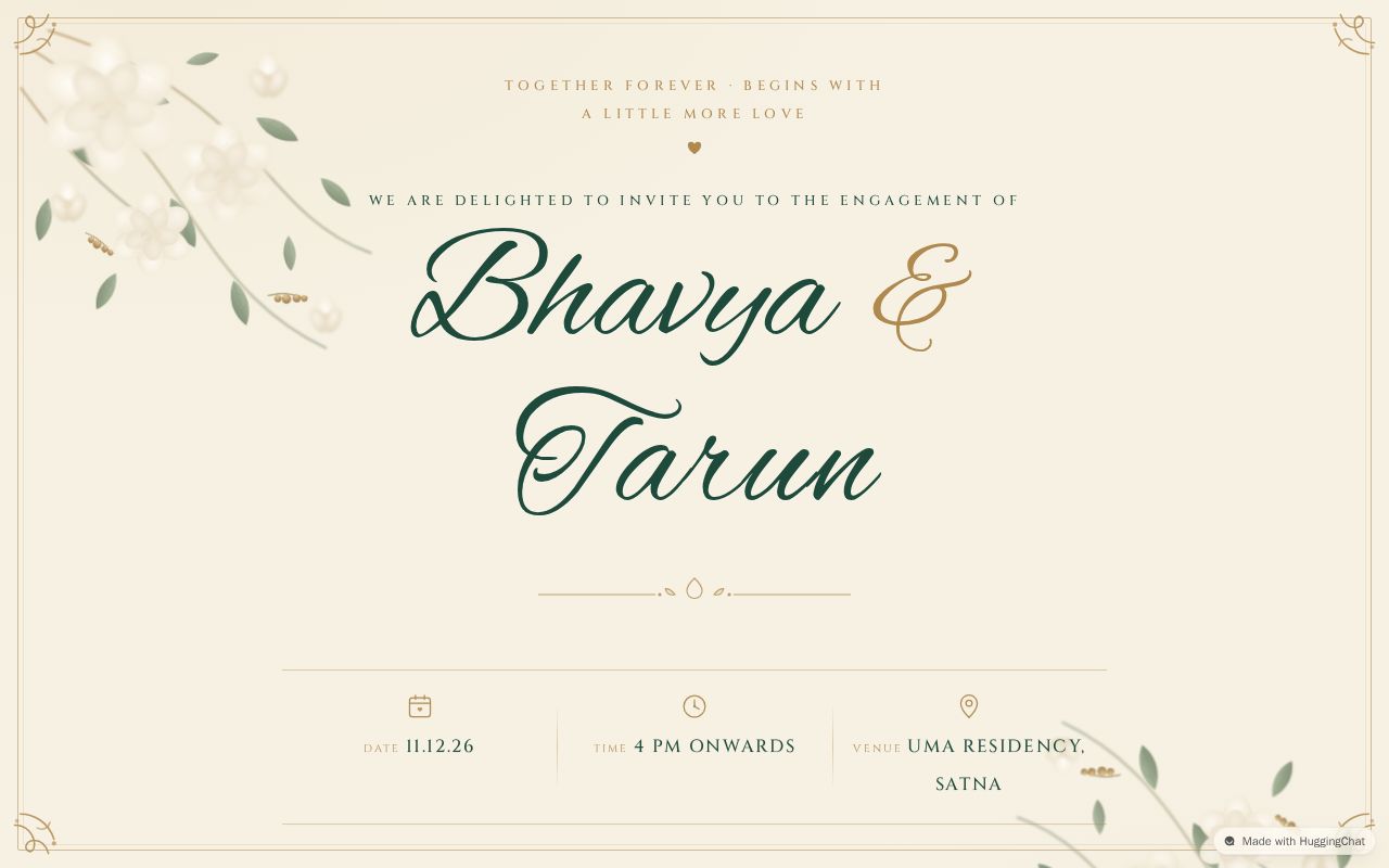 Preview of Bhavya & Tarun — Engagement Invitation