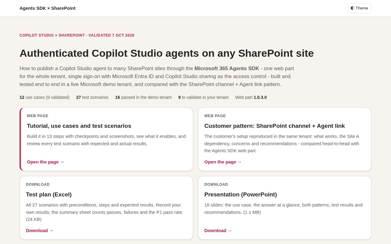 Preview of Copilot Studio Agents Sdk Sharepoint