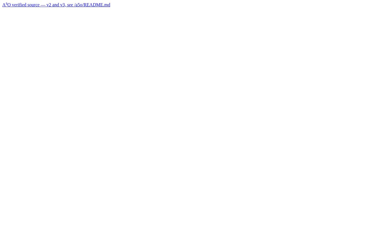 Preview of A⁵O Lean 4 verified source artifacts (v2, v3) with OpenTimestamps proofs