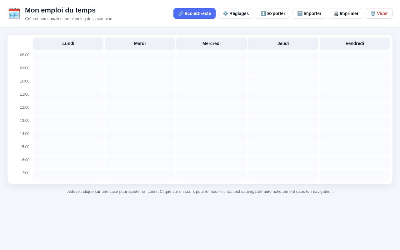 Preview of Emploi Du Temps