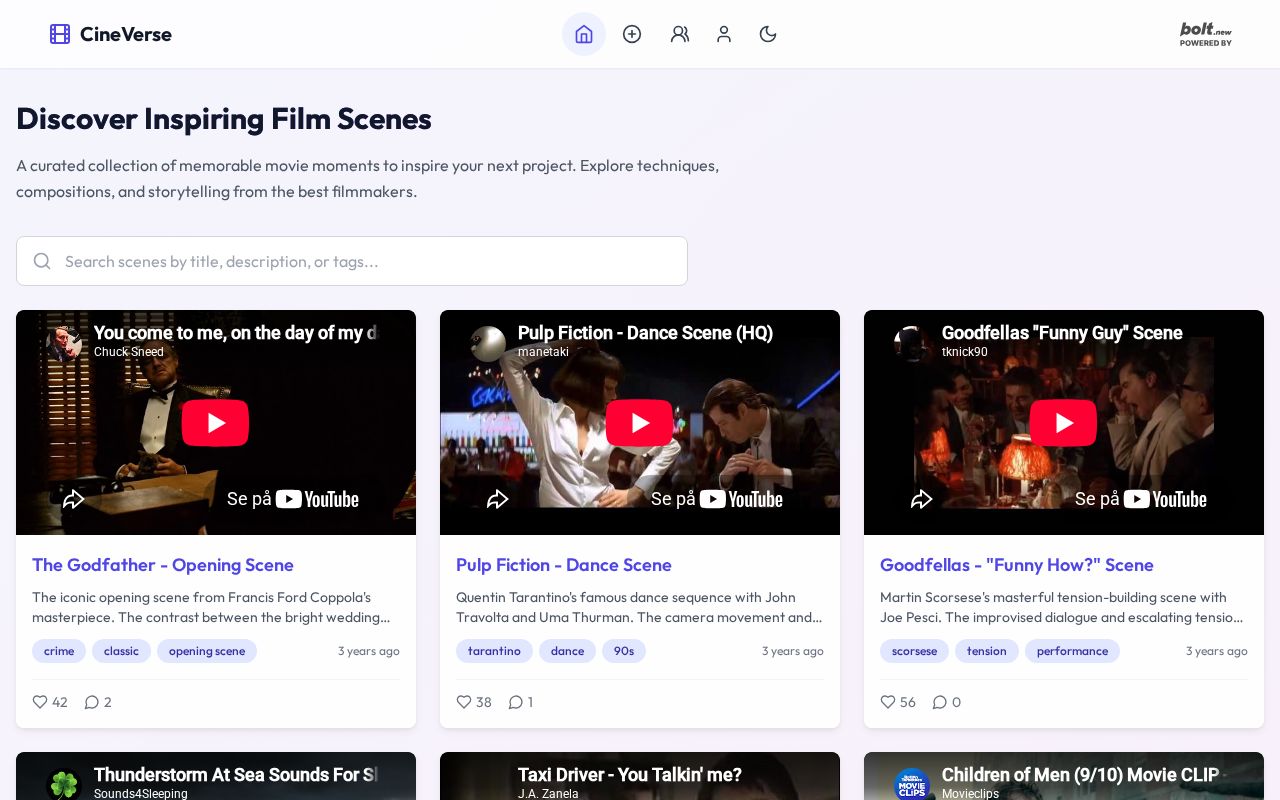 Preview of CineVerse - an app for Indie Filmmakers