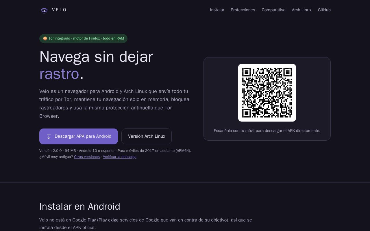 Preview of Velo Browser