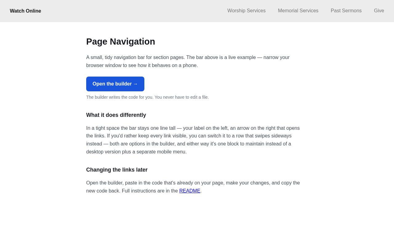 Preview of Site Navigation