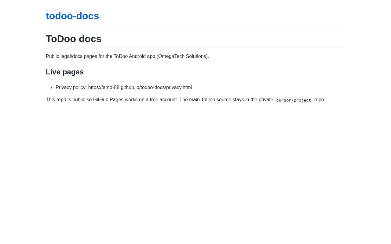 Preview of Public ToDoo privacy and legal docs for Play Store