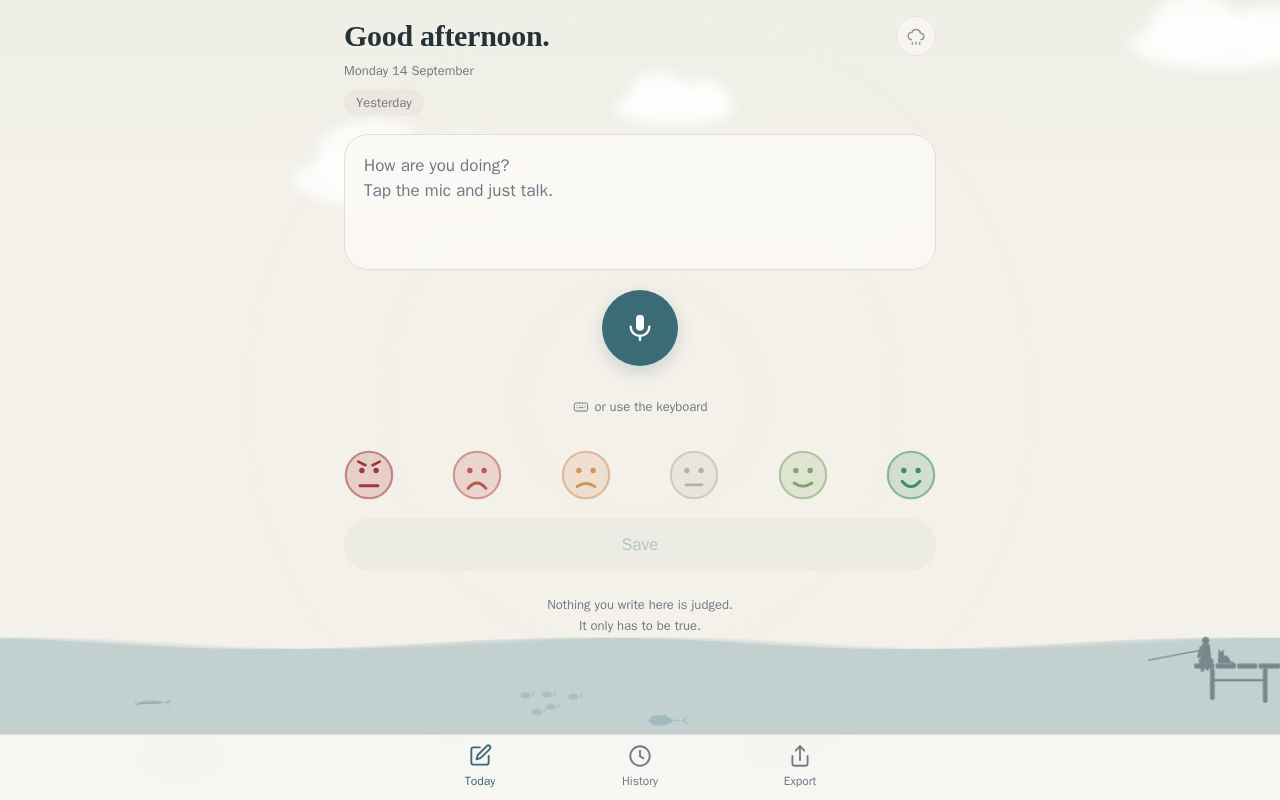 Preview of Private offline journal for tracking how you have been doing
