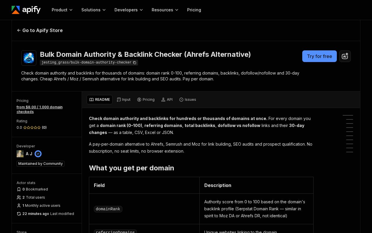 Preview of Bulk Domain Authority Checker
