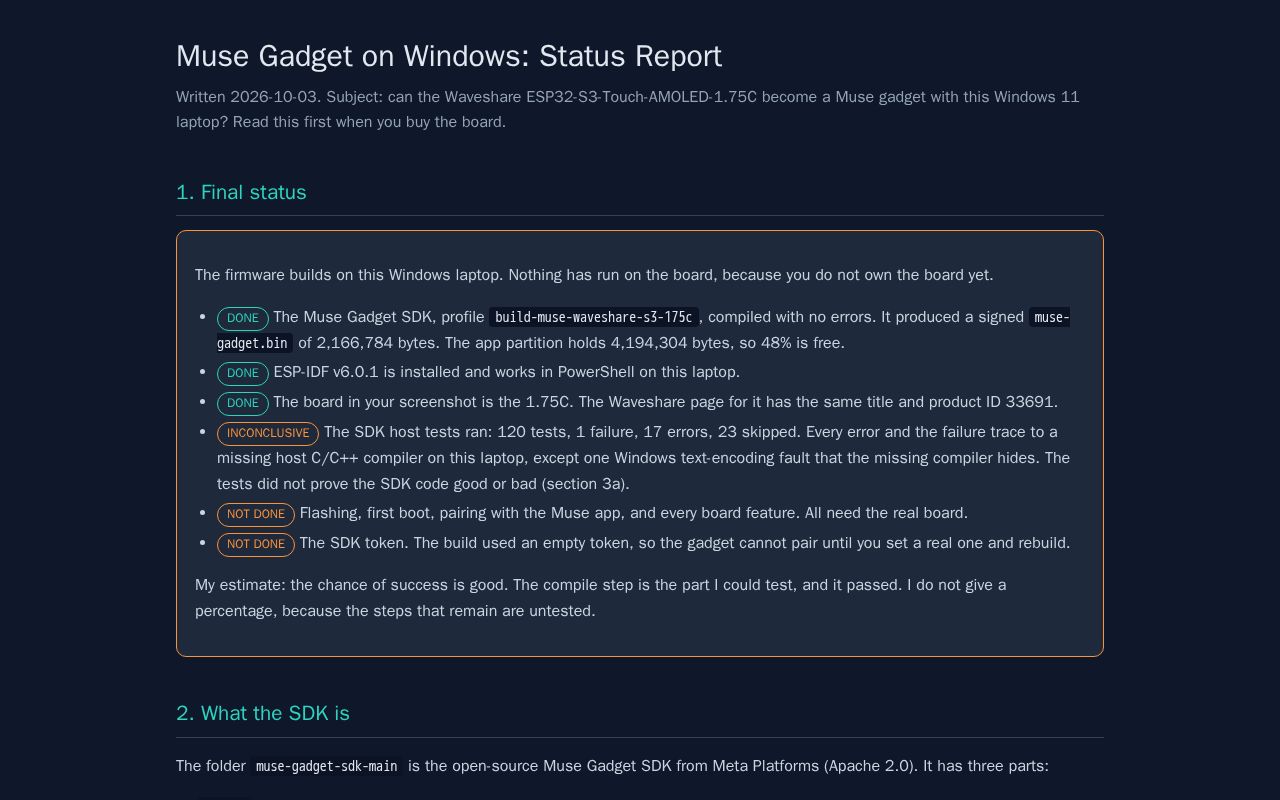Preview of Muse Gadget on Windows