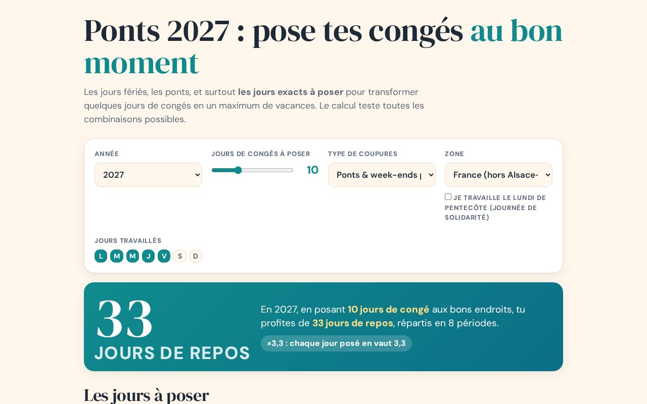 Preview of Ponts Jours Feries