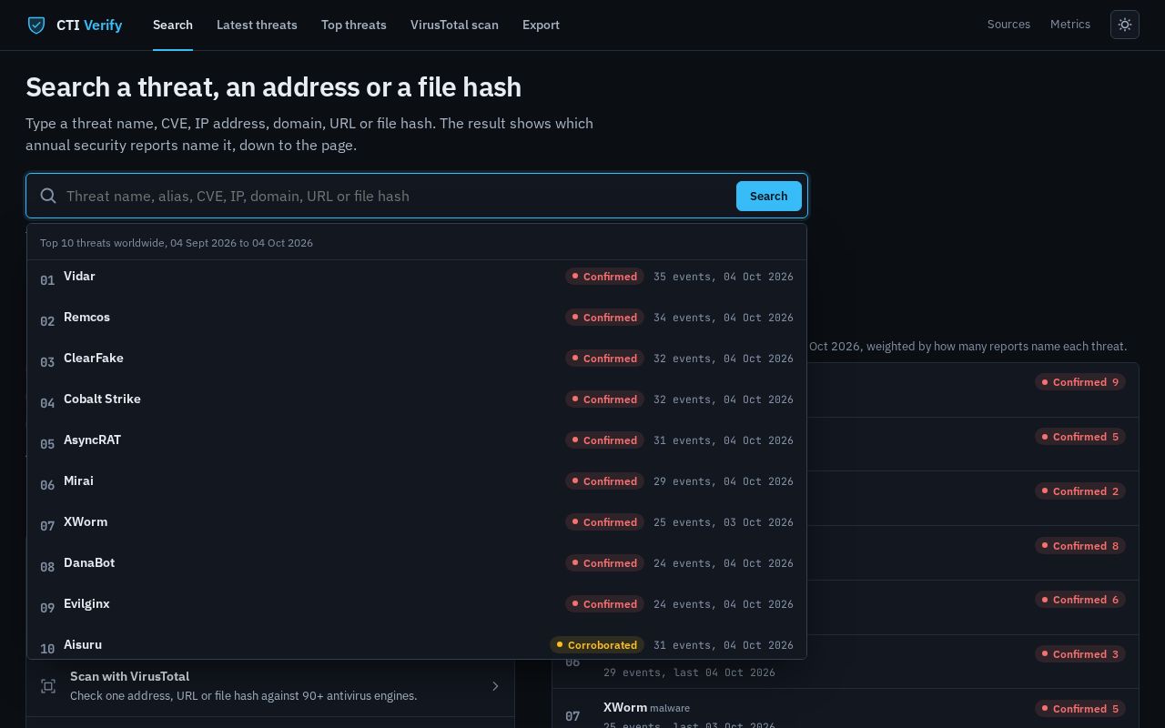 Preview of Cyber Threat Intelligence Platform