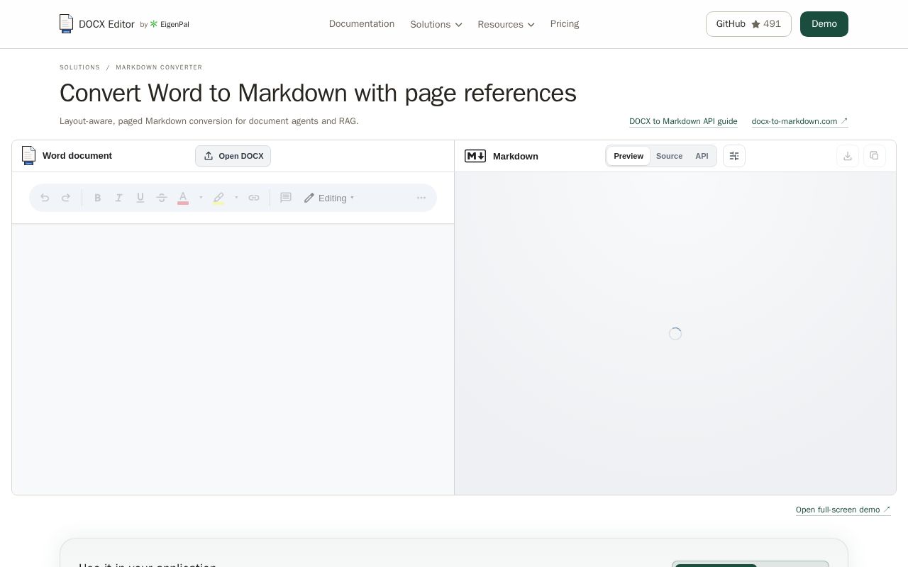 Preview of Word to Markdown converter with page references