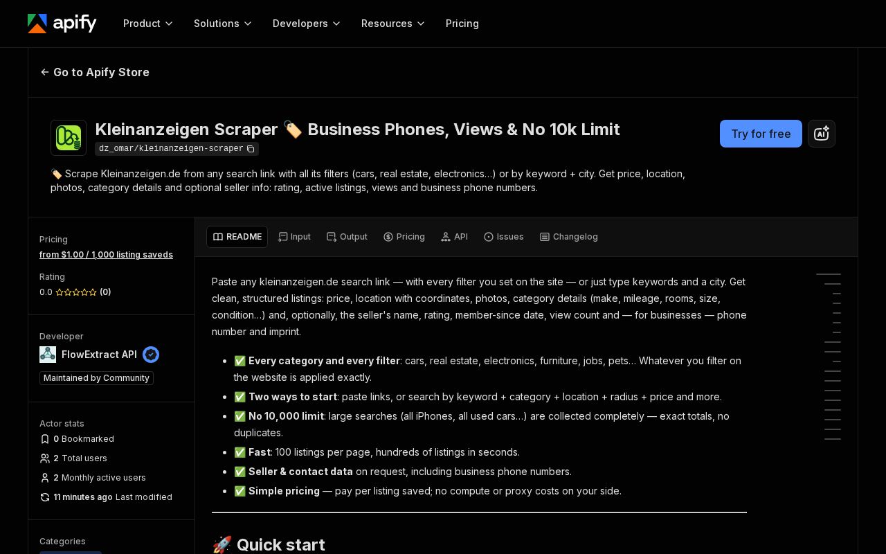 Preview of Kleinanzeigen Scraper