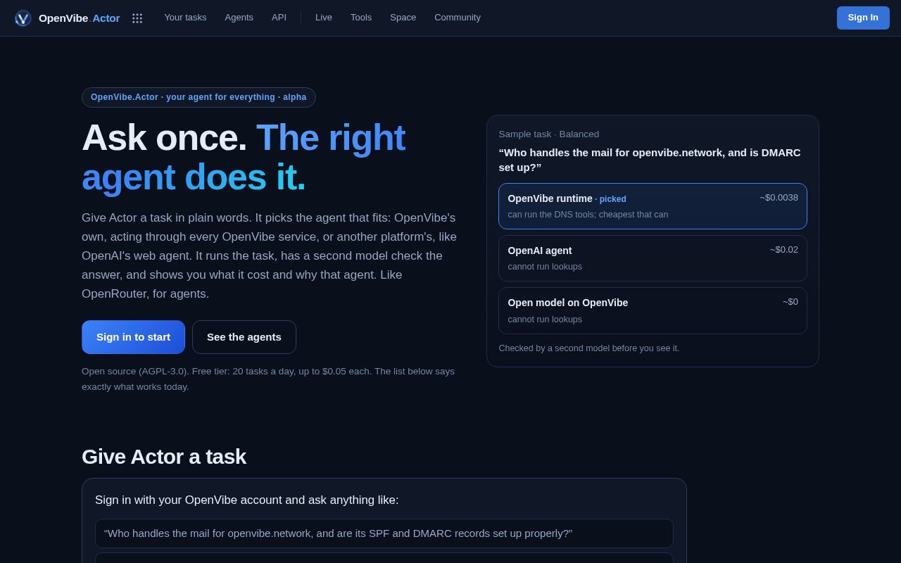 Preview of OpenVibe Actor