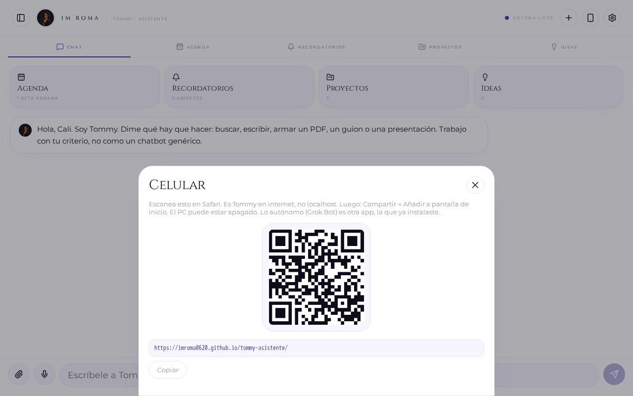 Preview of Tommy, asistente personal por chat y audio