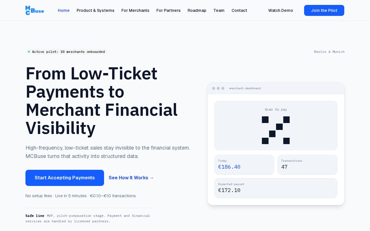 Preview of Mcbuse Landing Page
