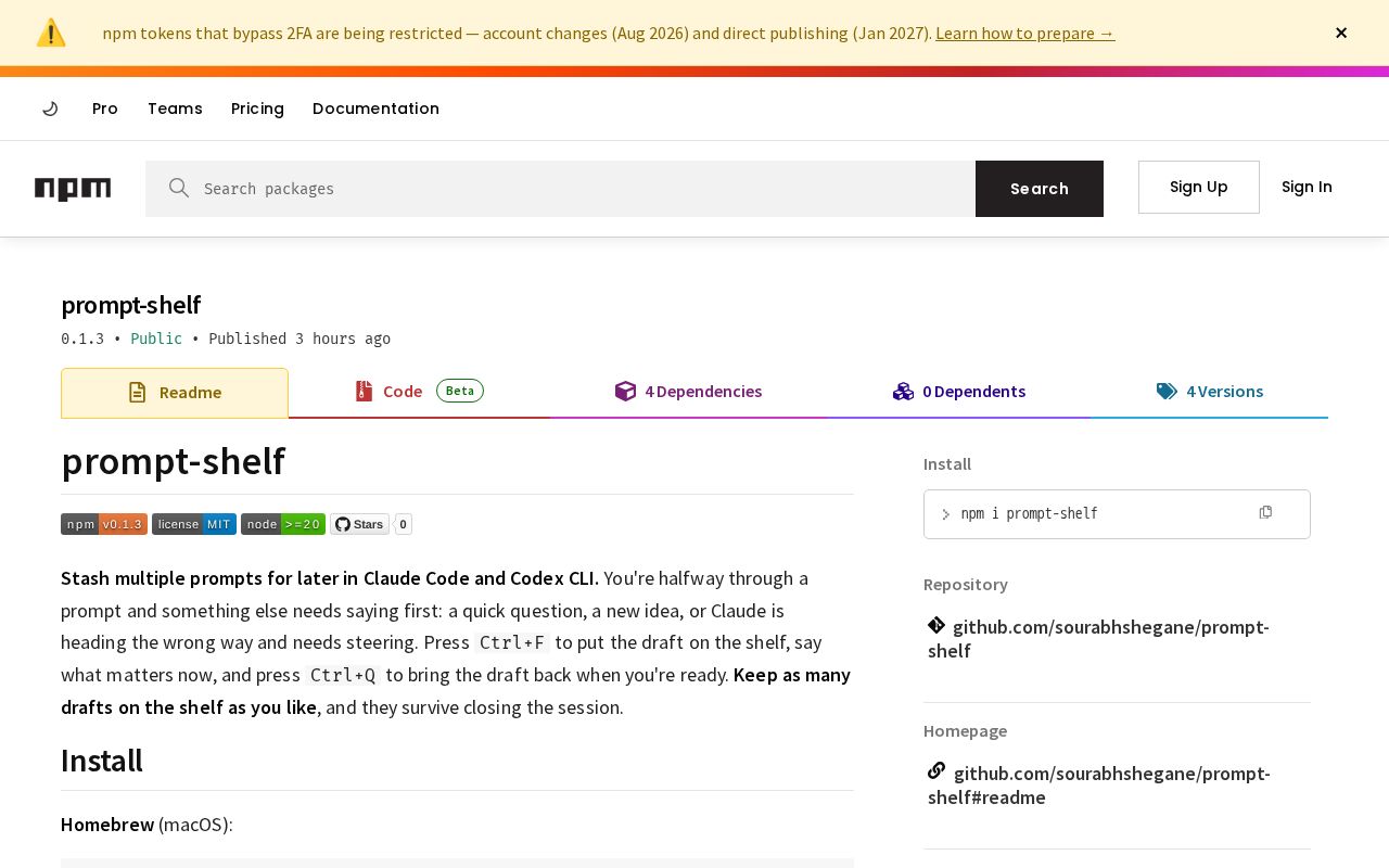 Preview of Prompt Shelf