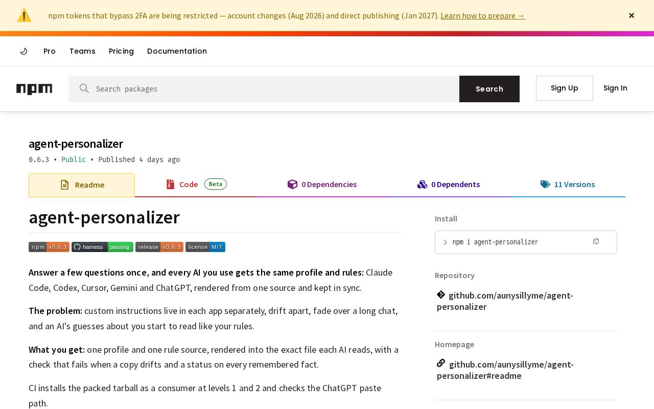 Preview of Agent Personalizer