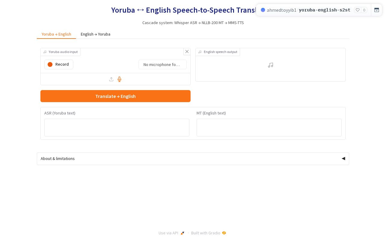 Preview of Yoruba English S2ST