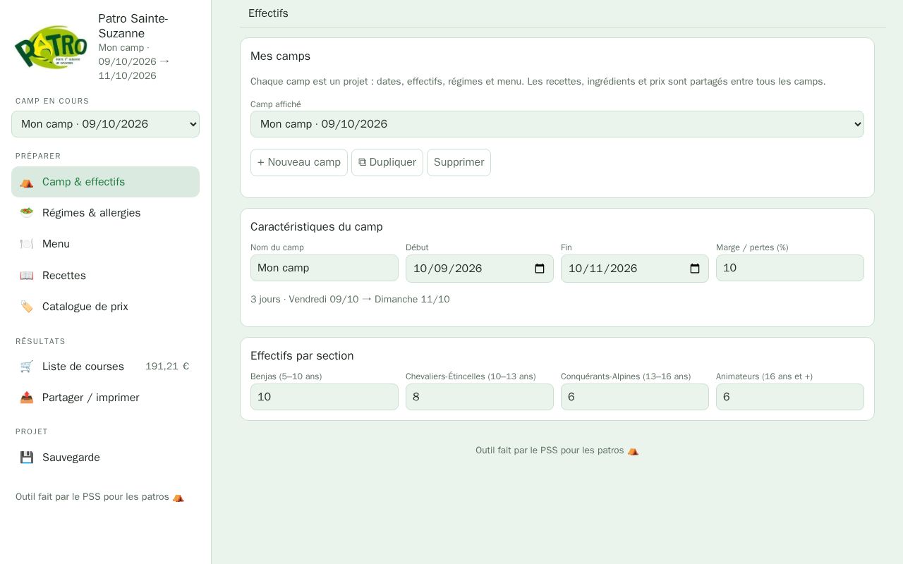 Preview of Patro Intendance Tools