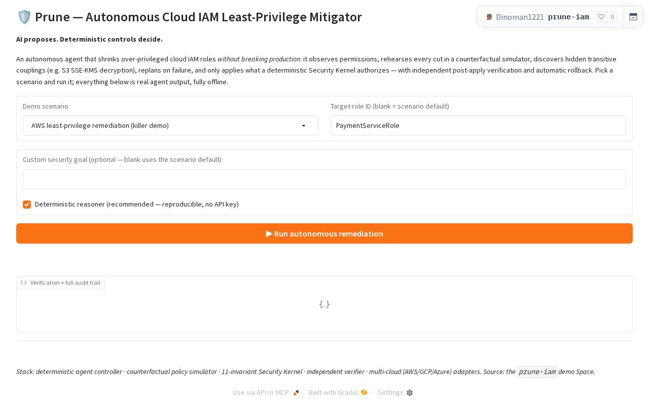 Preview of Prune IAM Least-Privilege Mitigator