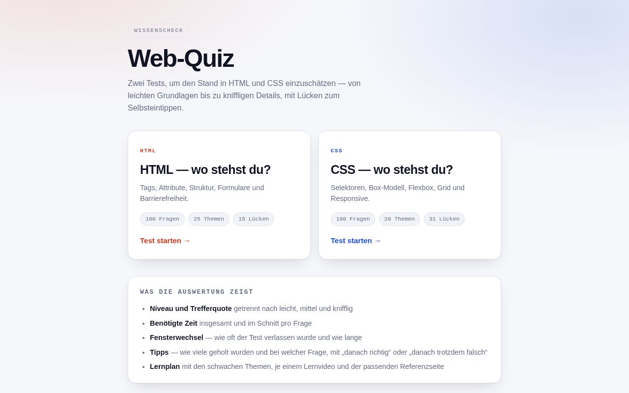 Preview of Web Quiz