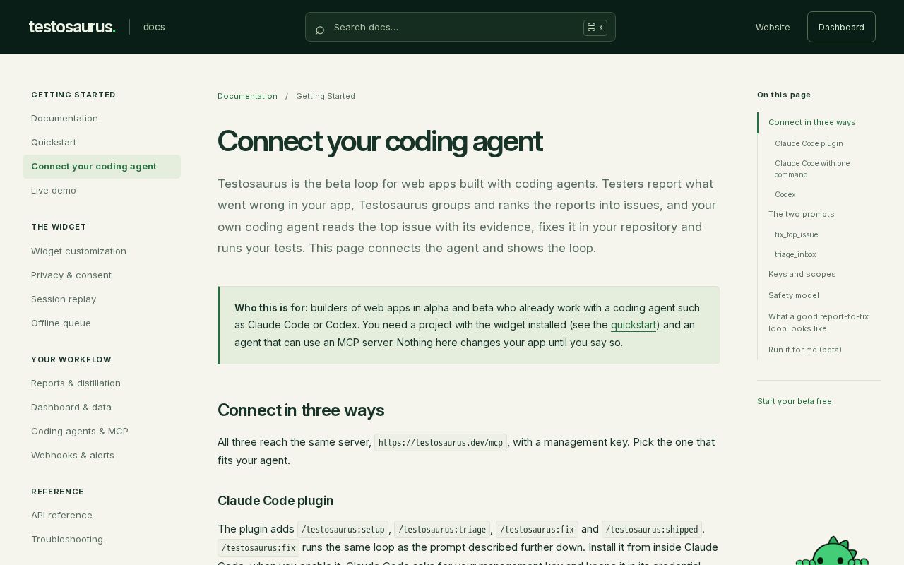 Preview of Testosaurus Plugin