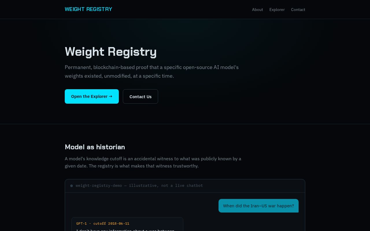 Preview of Weights Registry