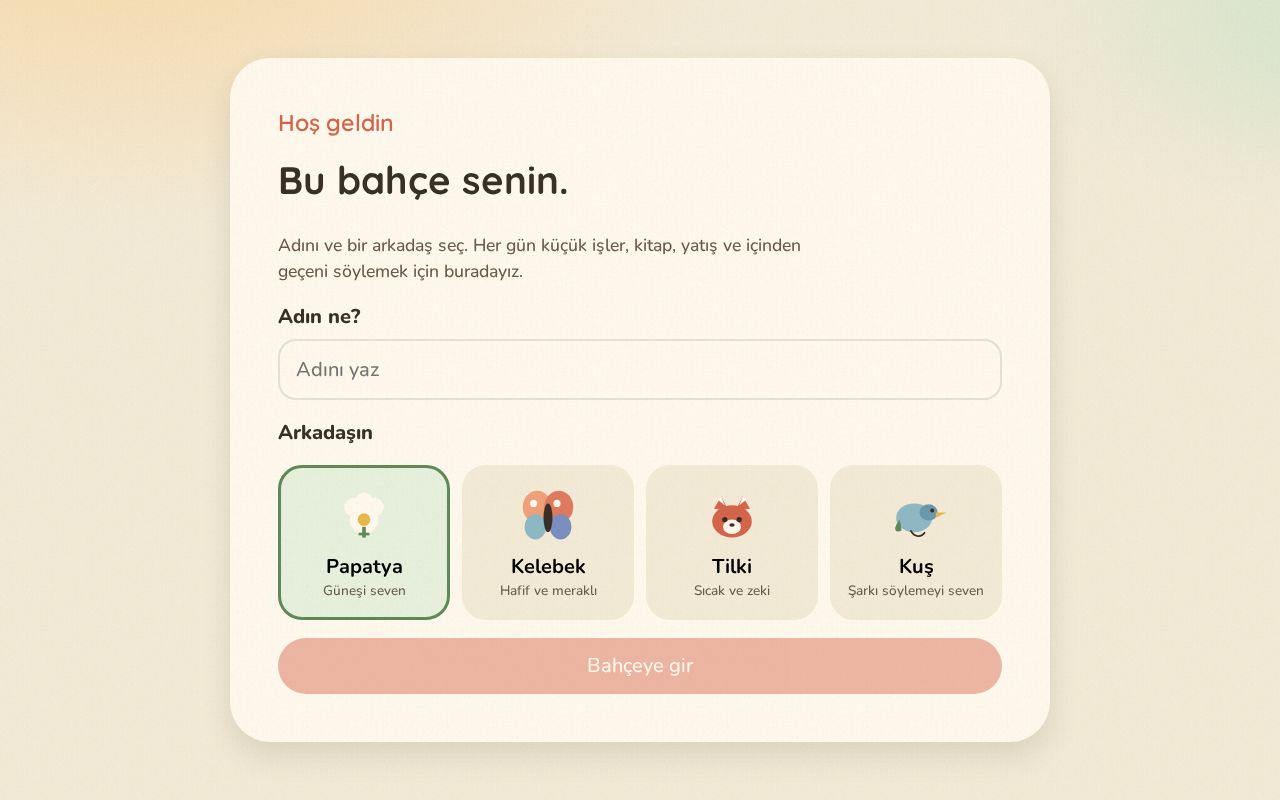 Preview of Gün Bahçem — çocuk alışkanlık ve duygu bahçesi