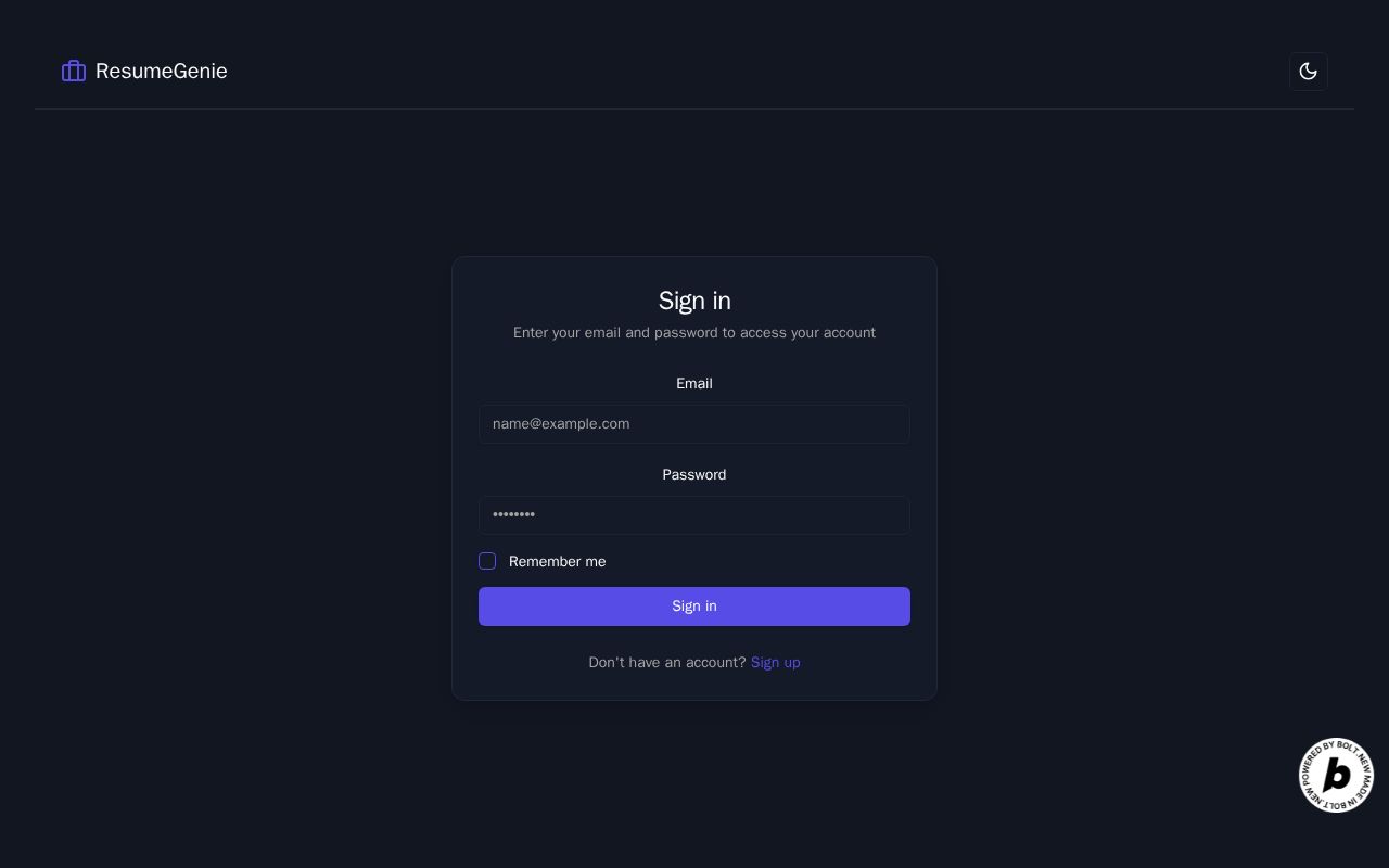 Preview of ResumeGenie- AI Resume Builder