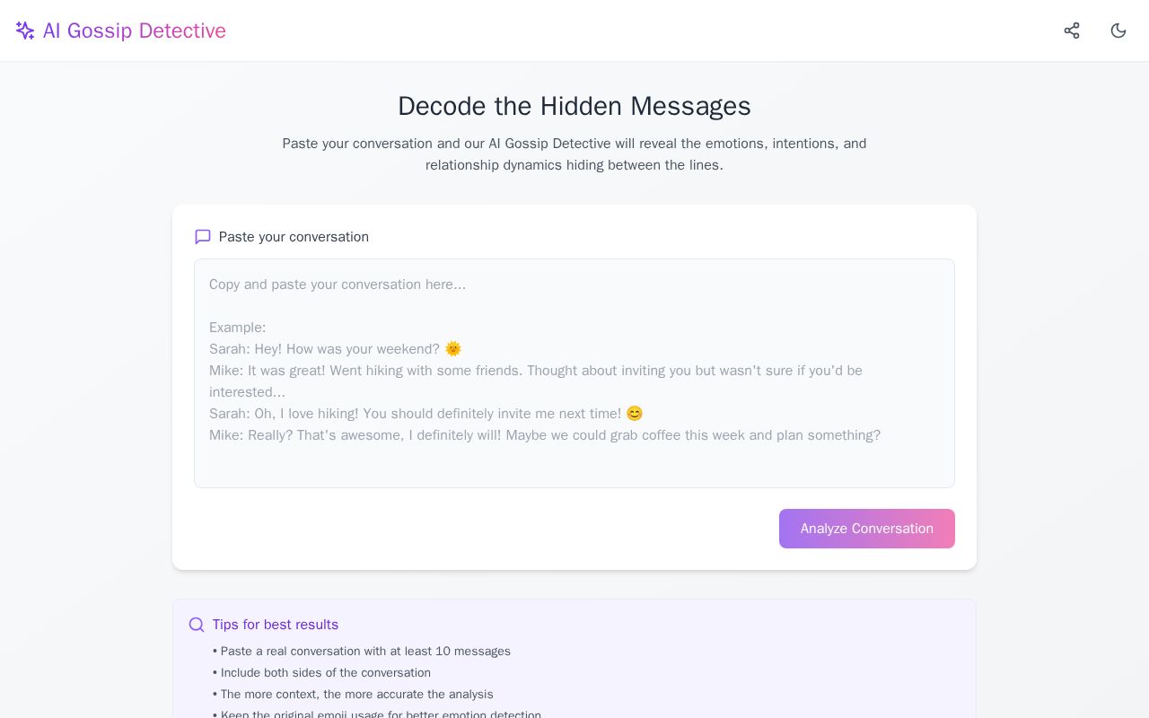 Preview of ai gossip detector
